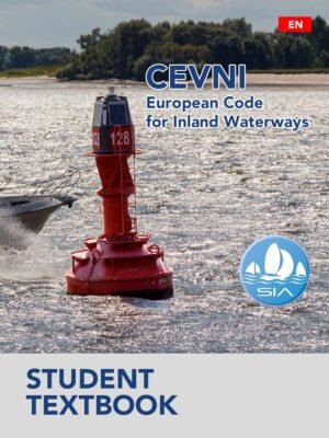 SIA student textbook cover for issa cevni euopean code for inland waterways course showing a navigation markerbuoy