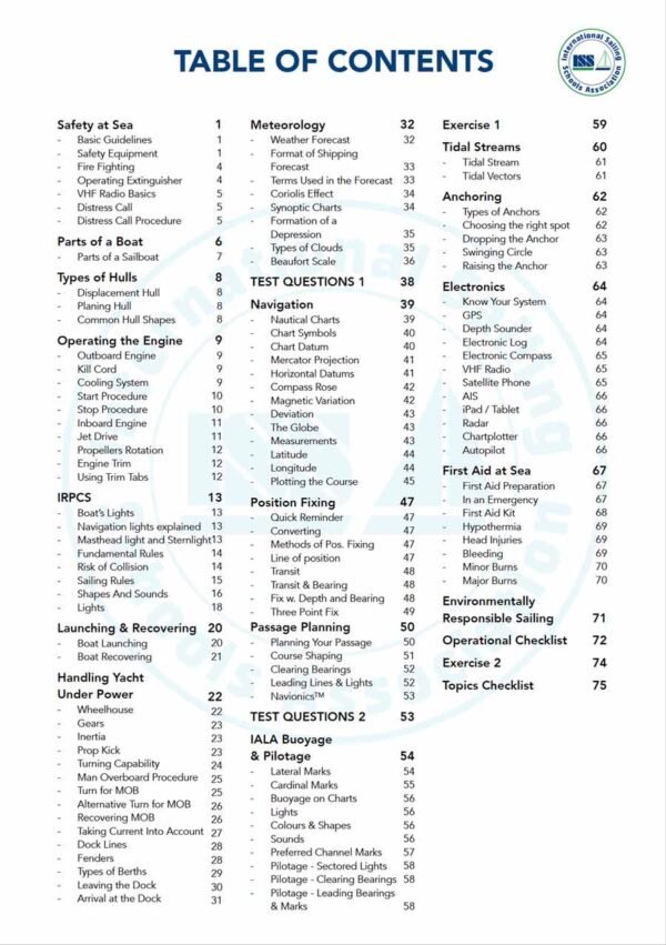 SIA-boat-master-1-pdf-manual-P1 ISSA PDF Handbook index page for boat master course student textbook