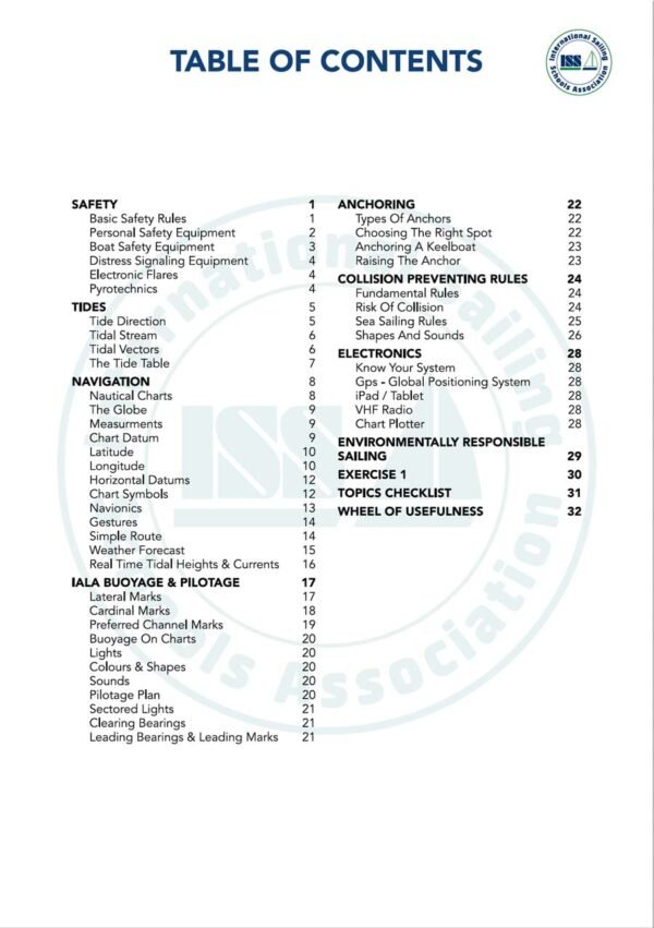 SIA-keelboat-navigation-1-pdf-manual-P1 ISSA PDF Handbook index page for keelboat navigator student text book