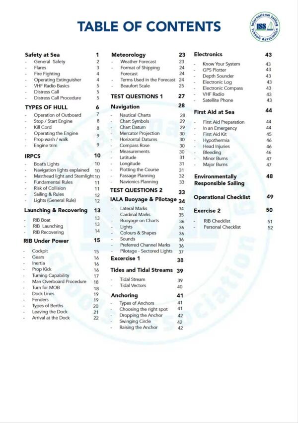 SIA-rib-skipper-1-pdf-manual-P1 ISSA PDF Handbook index page fro RIB skipper 1 student textbook