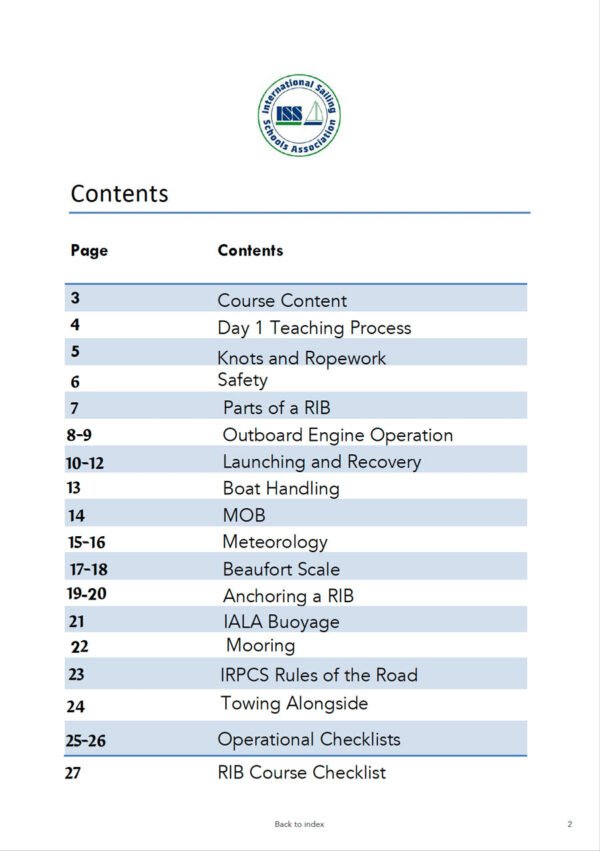 SIA-rib-skipper-2-pdf-manual-P1 ISSA PDF Handbook index page for RIB skipper 2 student textbook